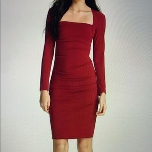NWOT Nicole Miller long sleeve red dress